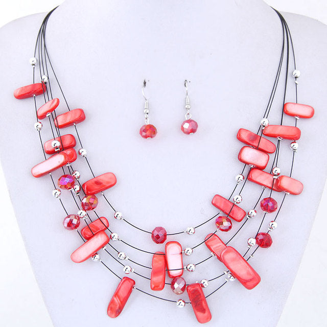Women’s red stone necklace set