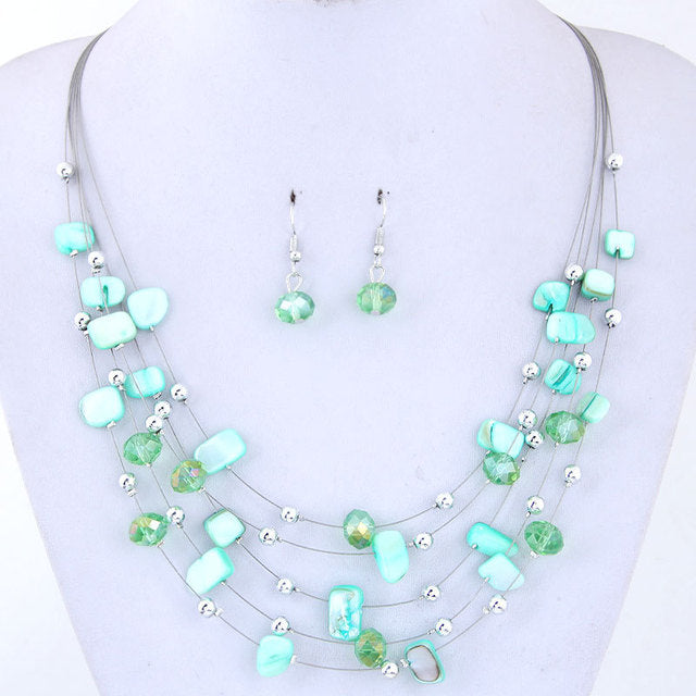 Women’s green stone necklace set