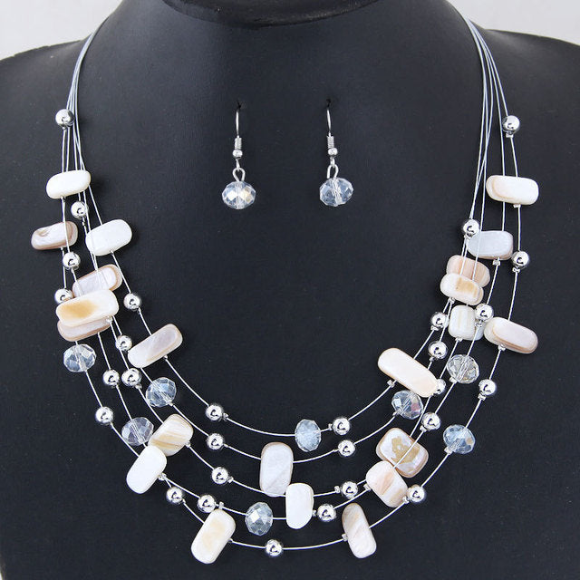 Women’s white stone necklace set